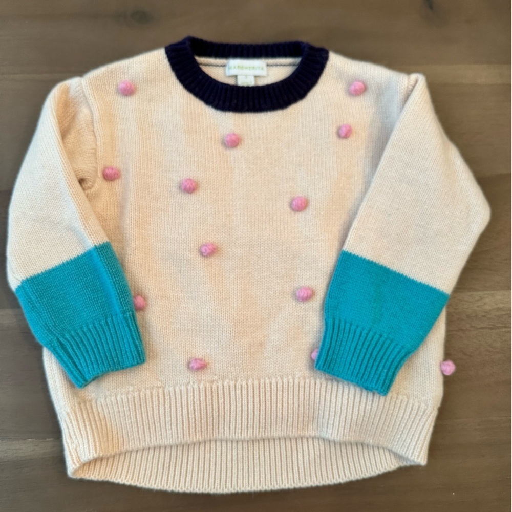Margherita kids Pom-pom sweater Pink Blue Size 2